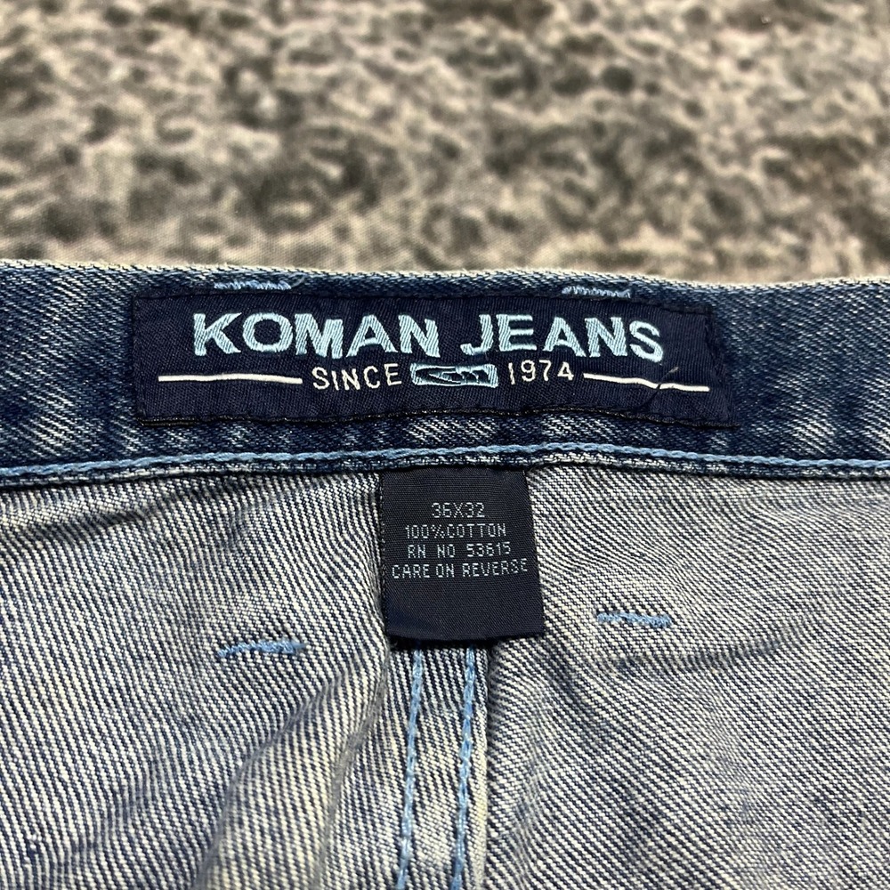 Koman Jeans Carpenter Baggy Wide Leg‎ 34x30 Blue Distressed Skater Vintage Y2K - Picture 8 of 16